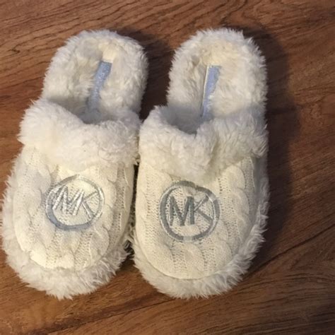 michael kors slippers white|michael kors black fuzzy slipper.